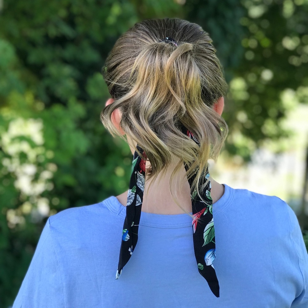 🆕4 Pack NEW floral chiffon scrunchie hair ribbon - Picture 4 of 8